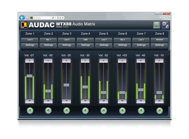 Audac MTX48, 4 -Soners Sonekontroller Audac Touch kompatibel 